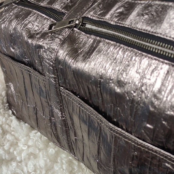 Matt & Nat Metallic Silver Clutch with Zipper Details - Picture 4 of 11